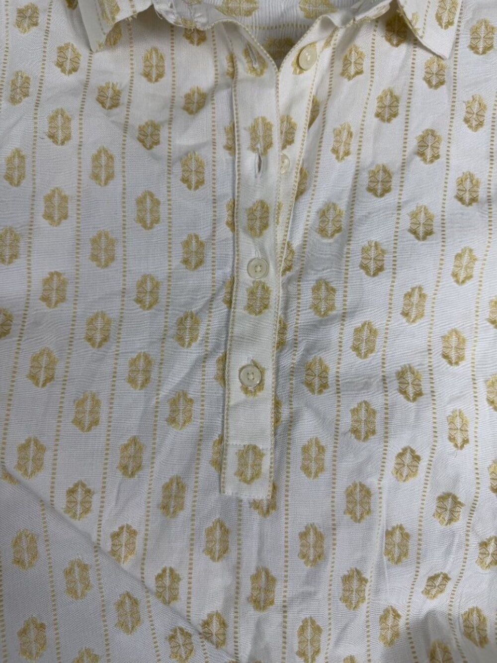Loft White & Yellow Floral Embroidered Button-Up Top Womens Size M - Picture 4 of 10
